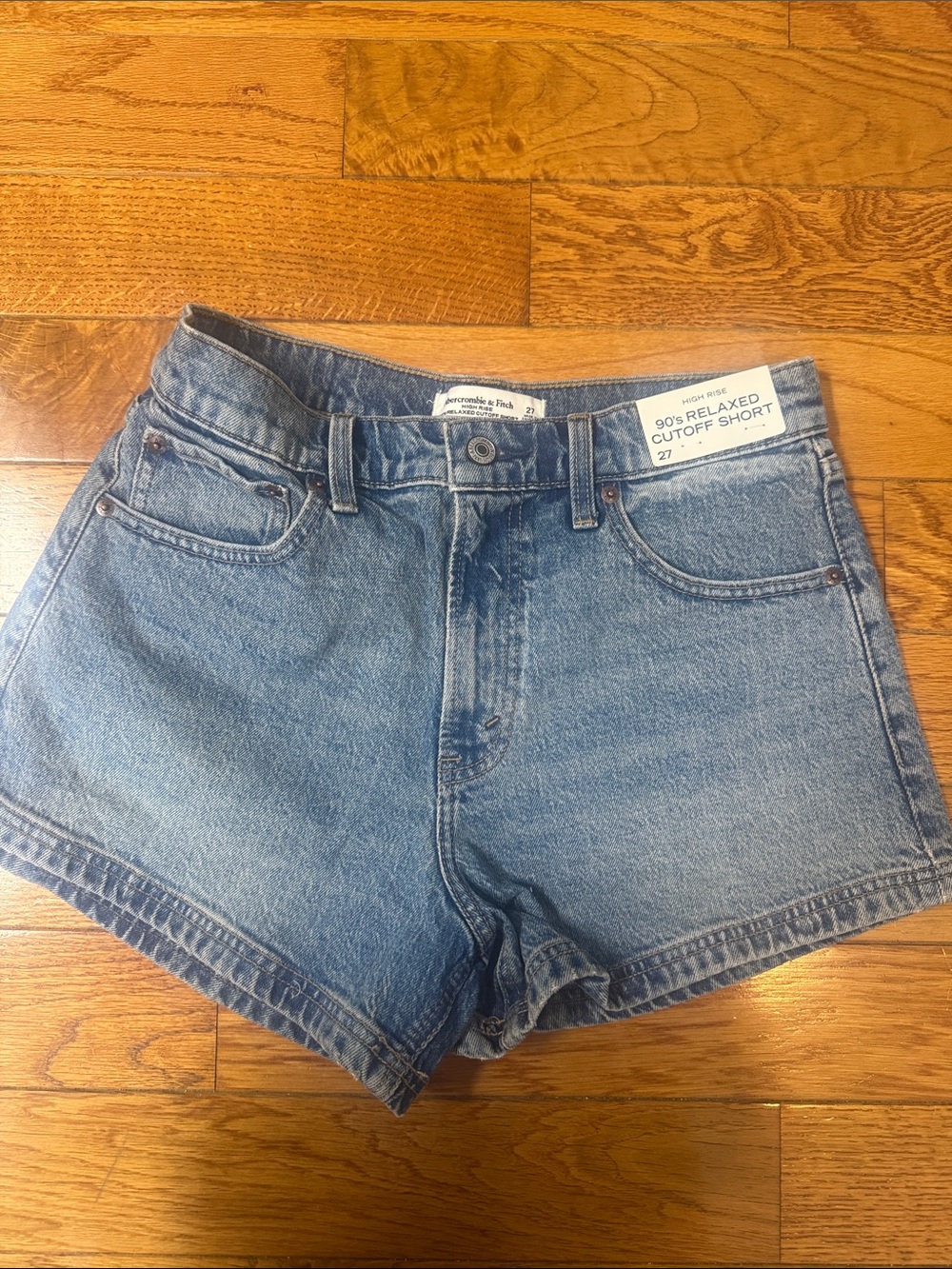 Abercrombie & Fitch Light Blue Relaxed Cutoff Denim Shorts